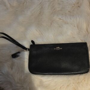 Coach Black Pebbled Leather Wristlet